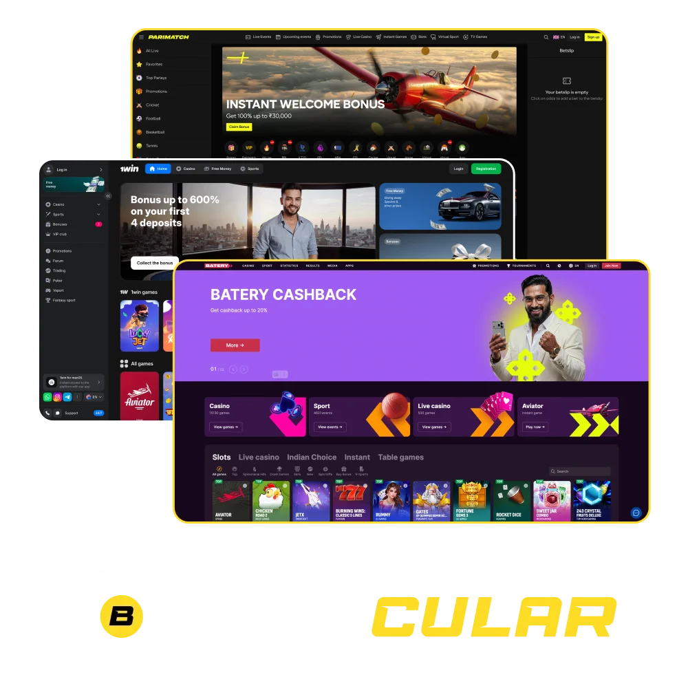 Play safely in India with trusted Betacular alternatives like 1win, Parimatch, and Batery.