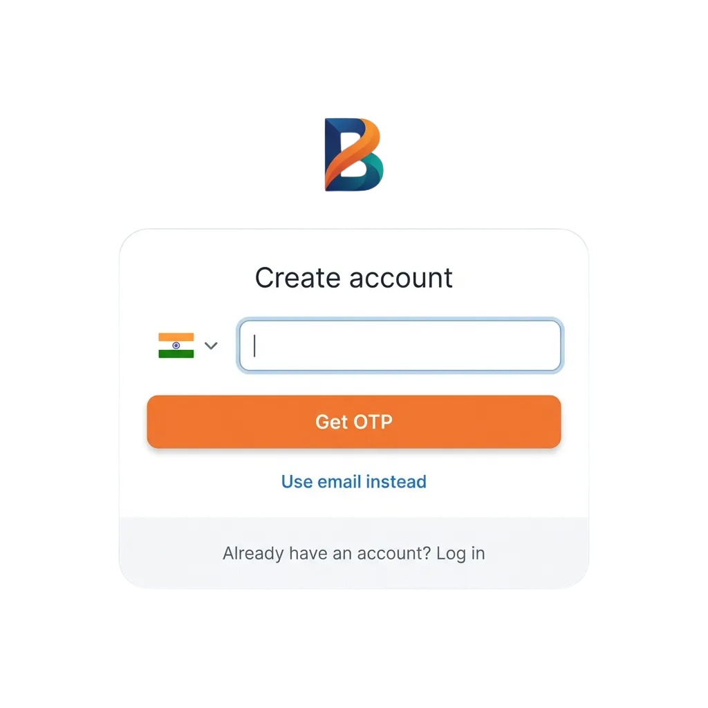 Illustration of Betacular registration, login, and KYC verification for Indian users on web and mobile platforms
