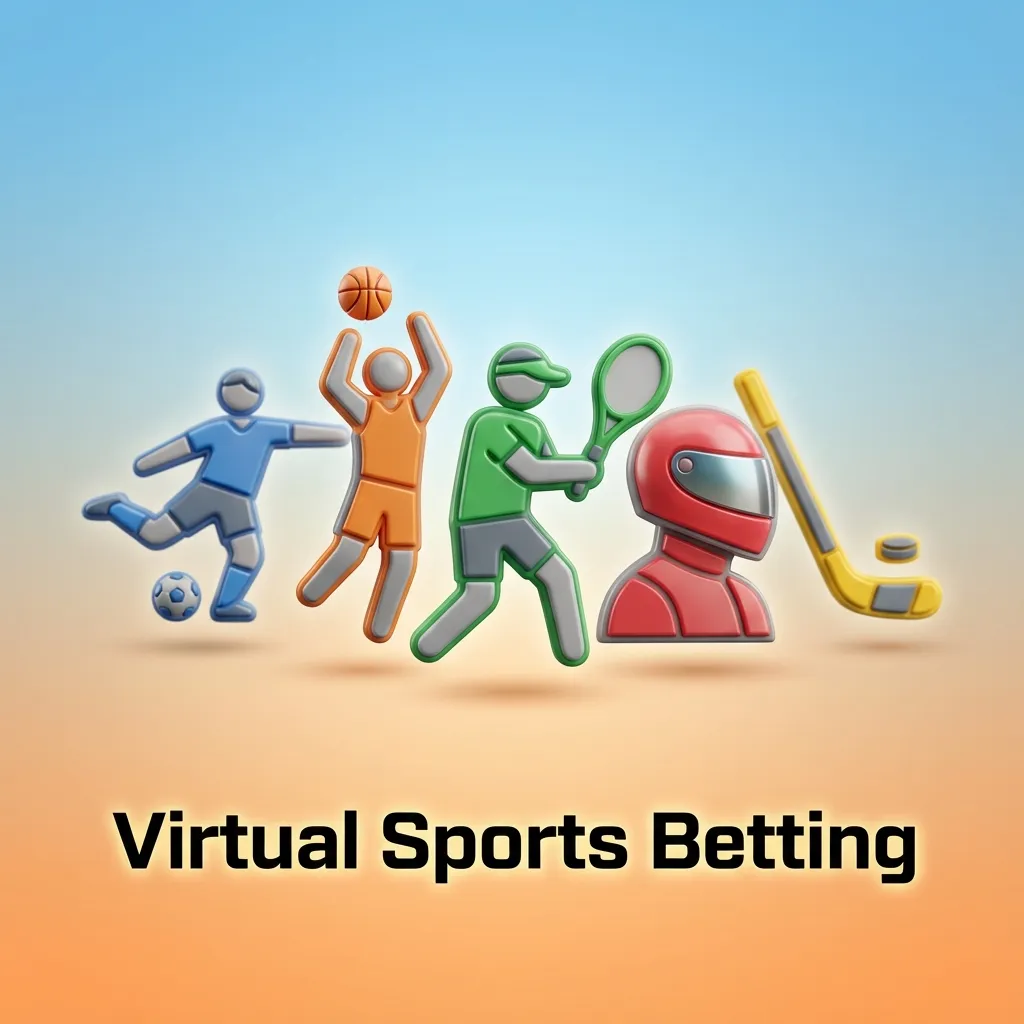 Illustration of virtual sports betting icons—football, cricket, horse and greyhound—on a glowing 24/7 betting interface