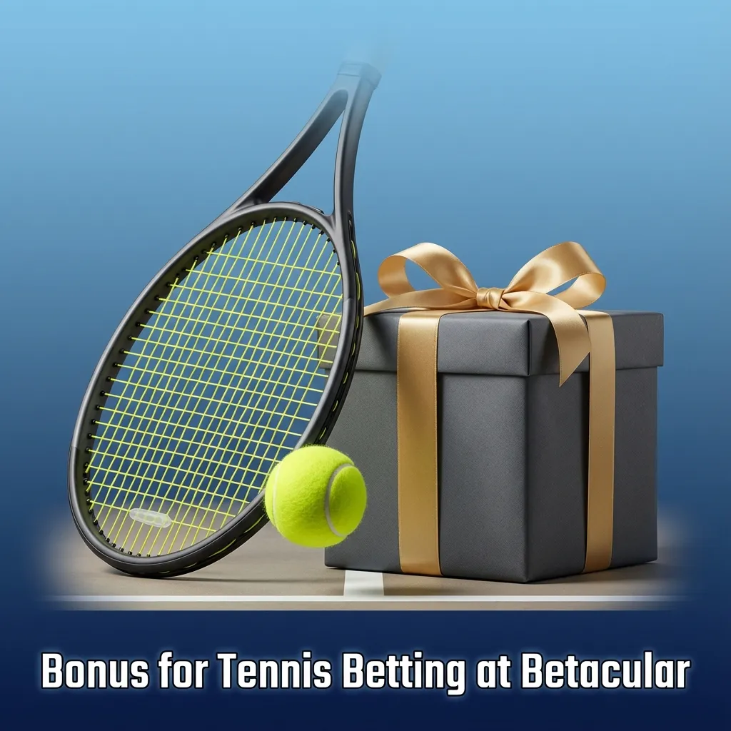 Betacular tennis betting welcome bonus banner highlighting first deposit offer and wagering terms for new sports users